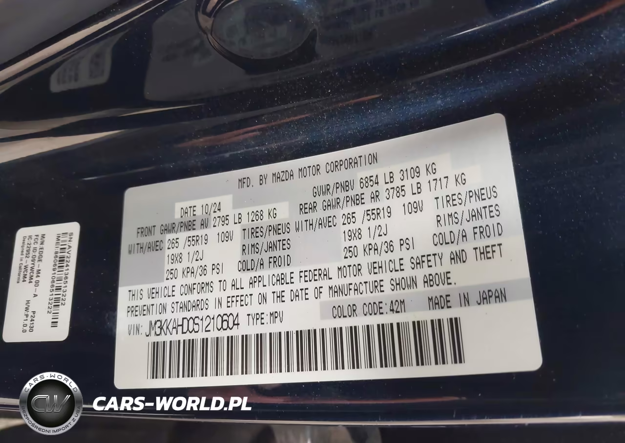 2025 Mazda Cx-90 3.3 Turbo Select Package VIN:JM3KKAHD0S1210604 - 9