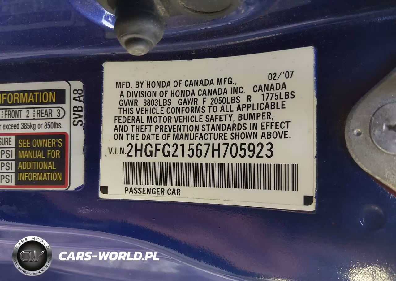 2007 Honda Civic Si VIN:2HGFG21567H705923 - 9