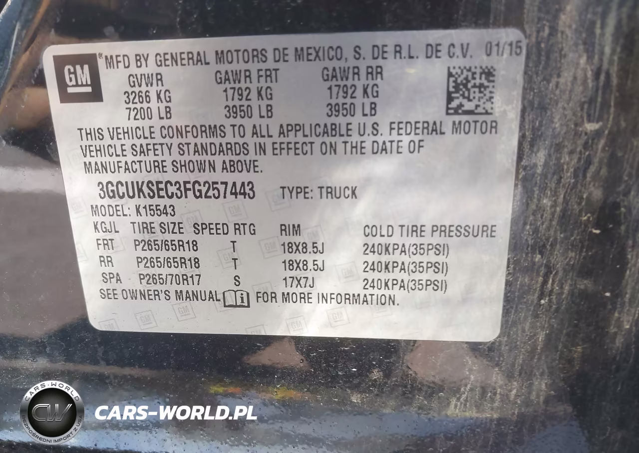 2015 Chevrolet Silverado 1500 1Lz VIN:3GCUKSEC3FG257443 - 9