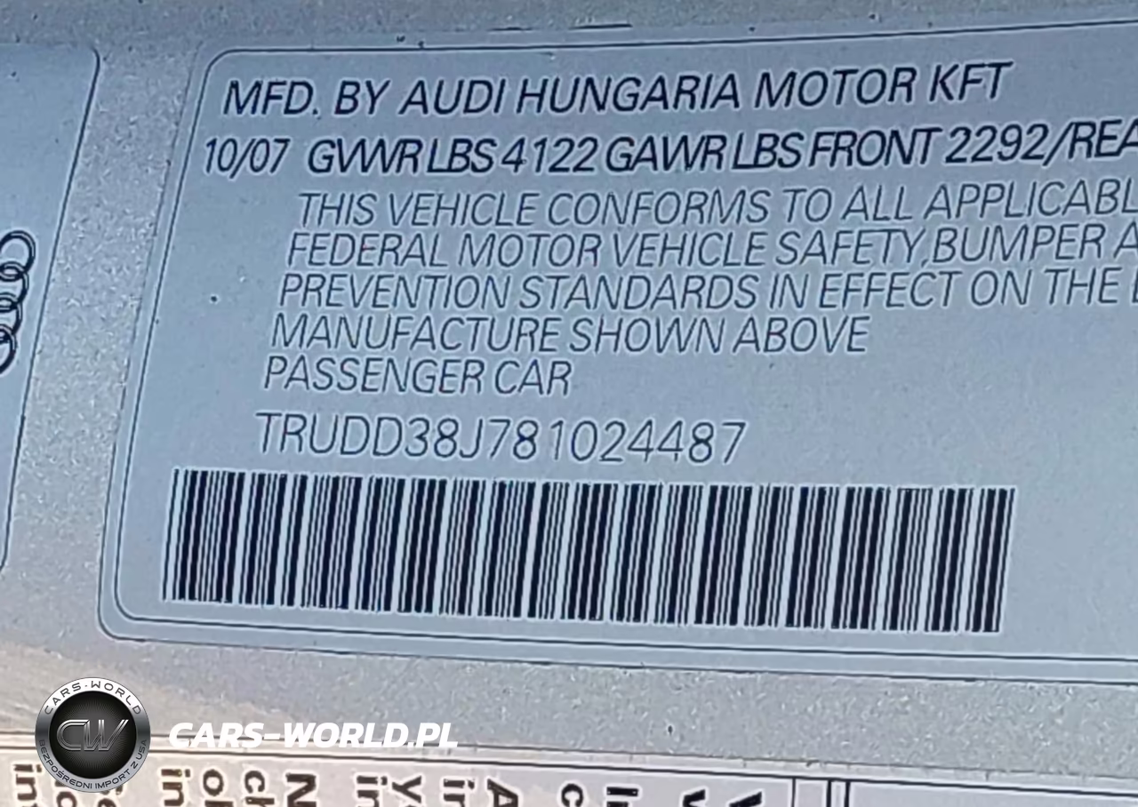 2008 Audi Tt 3.2 VIN:TRUDD38J781024487 - 9