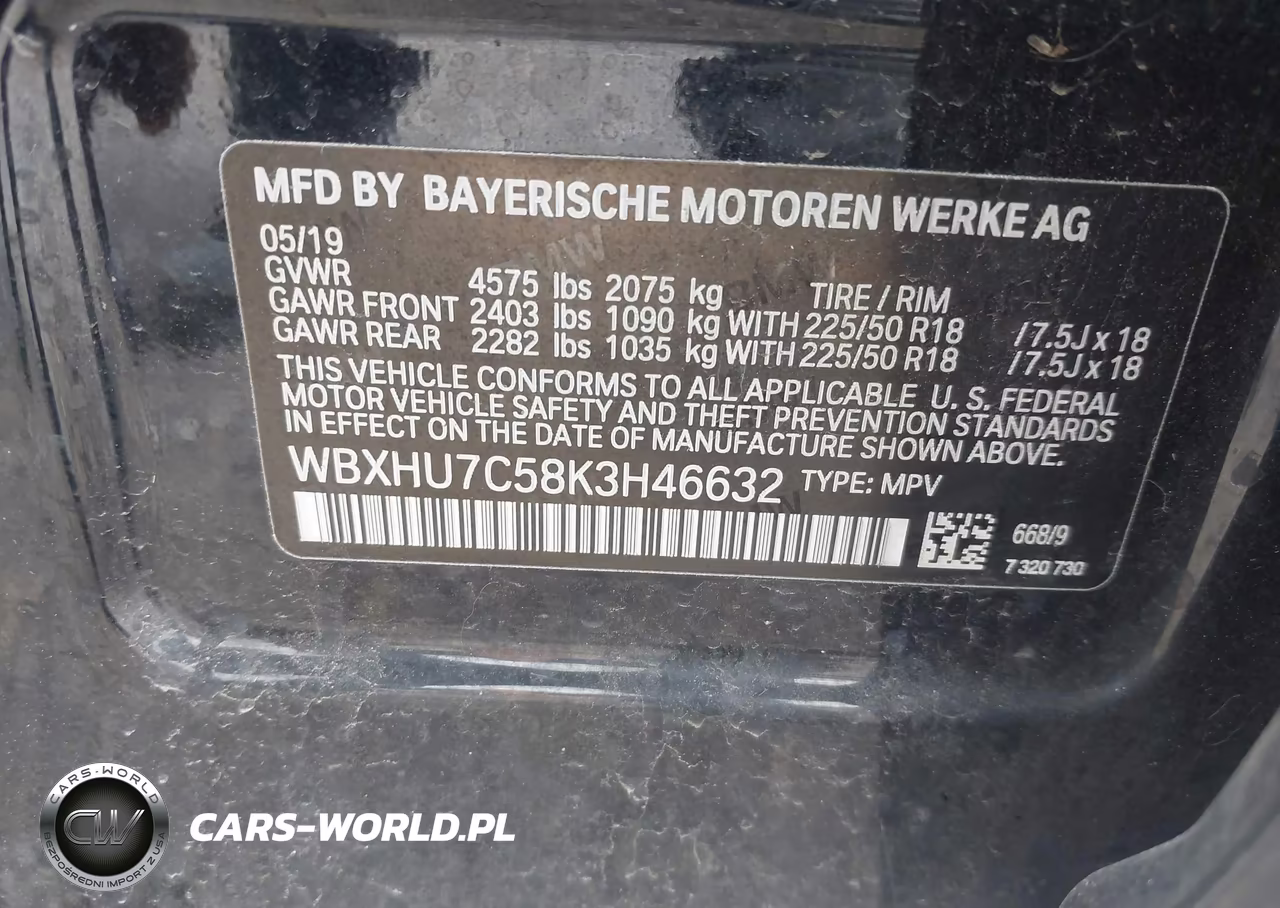 2019 BMW X1 Sdrive28I VIN:WBXHU7C58K3H46632 - 9