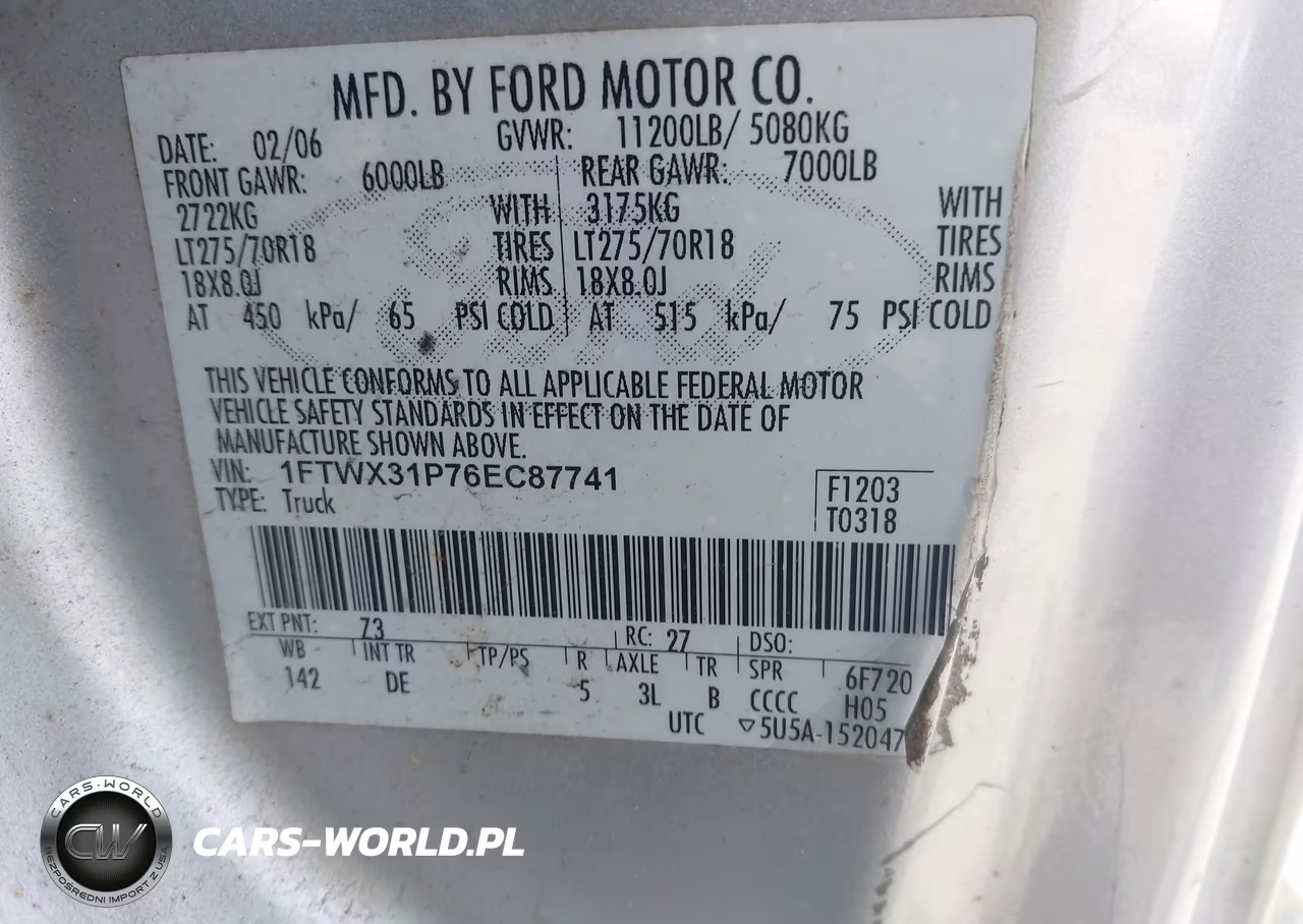 2006 Ford F-350 Lariat-Xl-Xlt VIN:1FTWX31P76EC87741 - 9