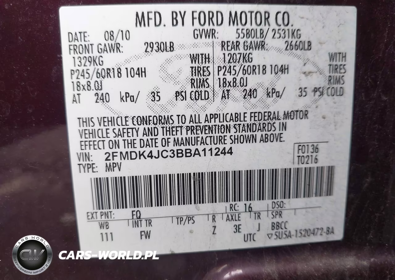 2011 Ford Edge Sel VIN:2FMDK4JC3BBA11244 - 9