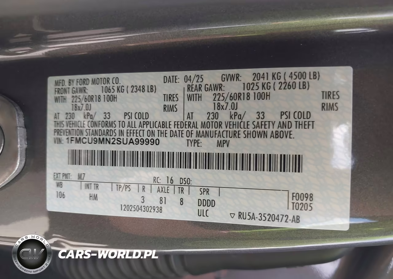 2025 Ford Escape St-Line VIN:1FMCU9MN2SUA99990 - 9