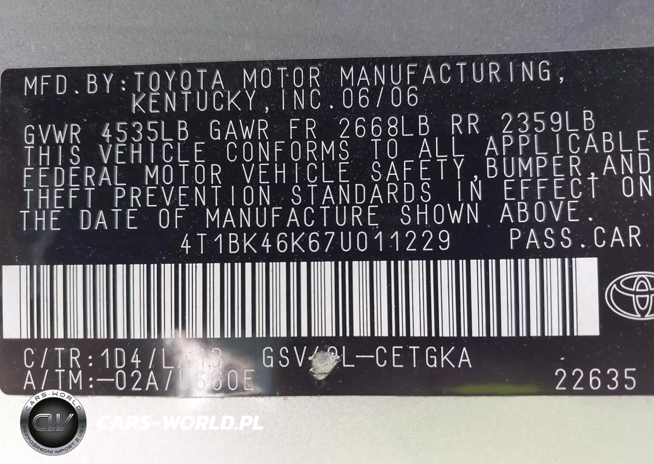 2007 Toyota Camry Xle V6 VIN:4T1BK46K67U011229 - 9