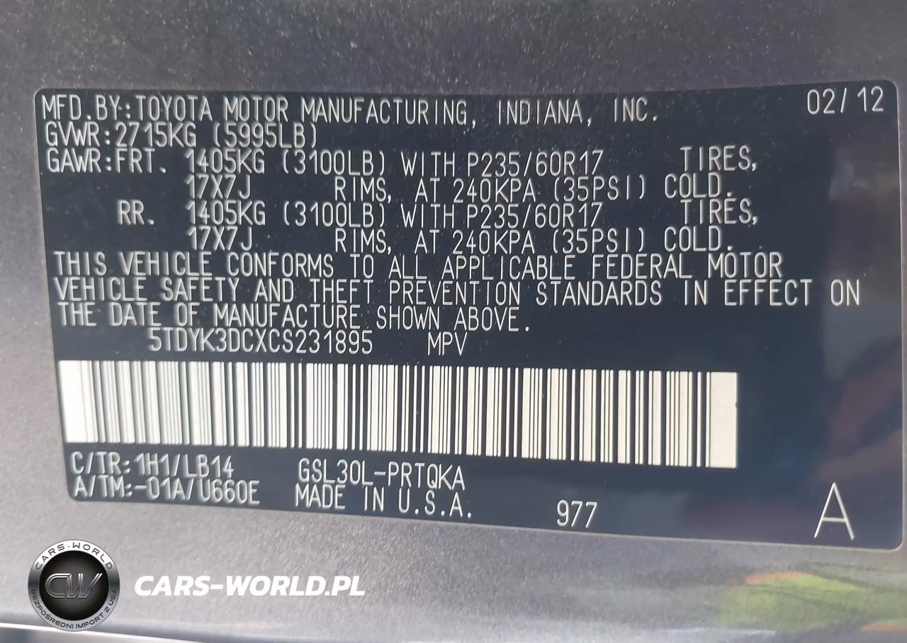 2012 Toyota Sienna Xle V6 8 Passenger VIN:5TDYK3DCXCS231895 - 9