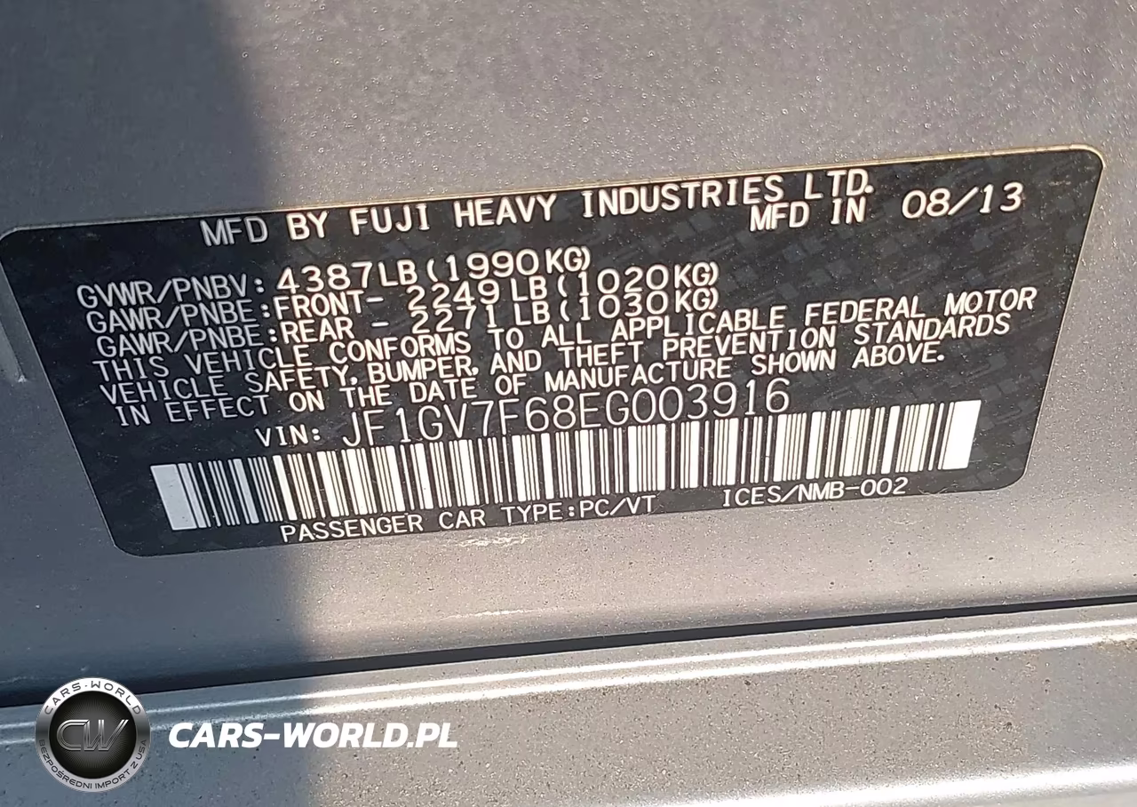 2014 Subaru Impreza Wrx Limited VIN:JF1GV7F68EG003916 - 9
