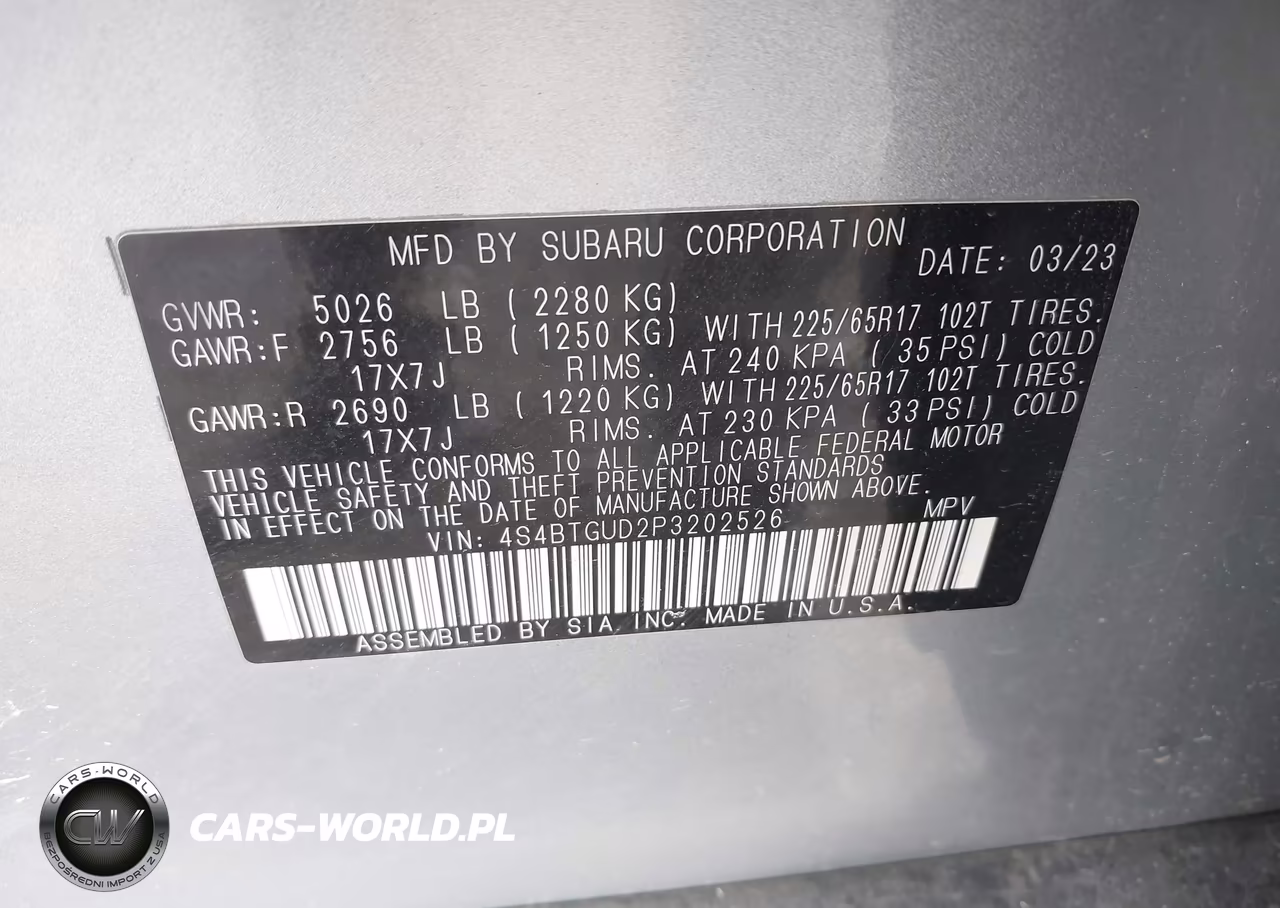 2023 Subaru Outback Wilderness VIN:4S4BTGUD2P3202526 - 9