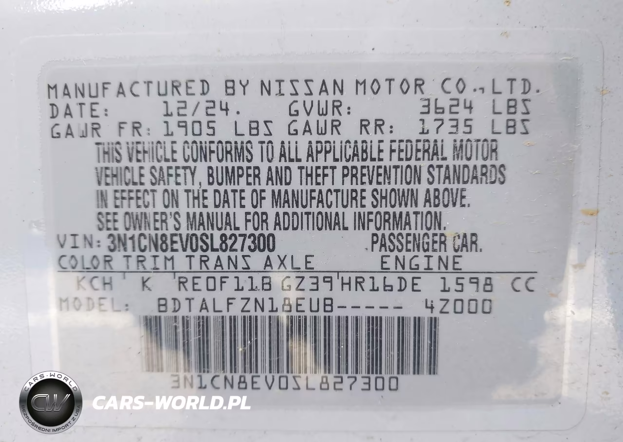 2025 Nissan Versa 1.6 Sv VIN:3N1CN8EV0SL827300 - 9
