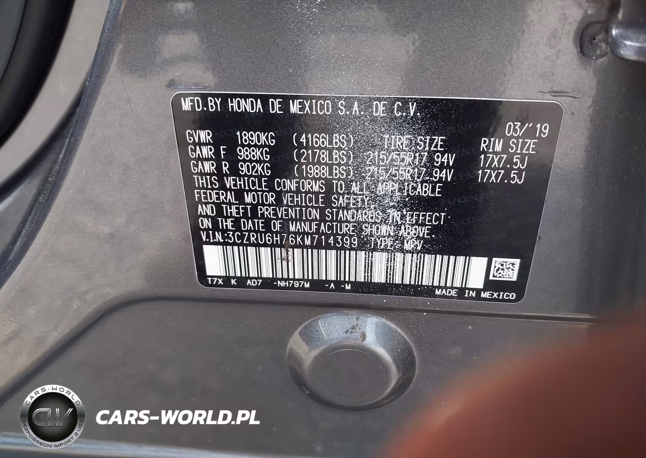 2019 Honda Hr-V Ex-L VIN:3CZRU6H76KM714399 - 9