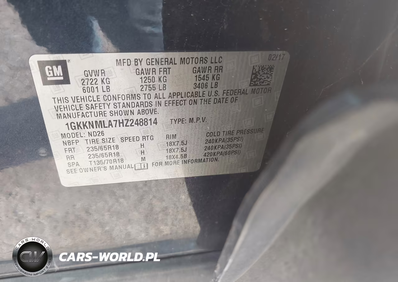 2017 GMC Acadia Slt-1 VIN:1GKKNMLA7HZ248814 - 9