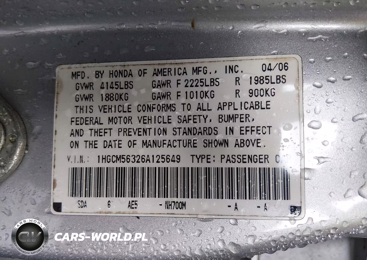 2006 Honda Accord 2.4 Se VIN:1HGCM56326A125649 - 9
