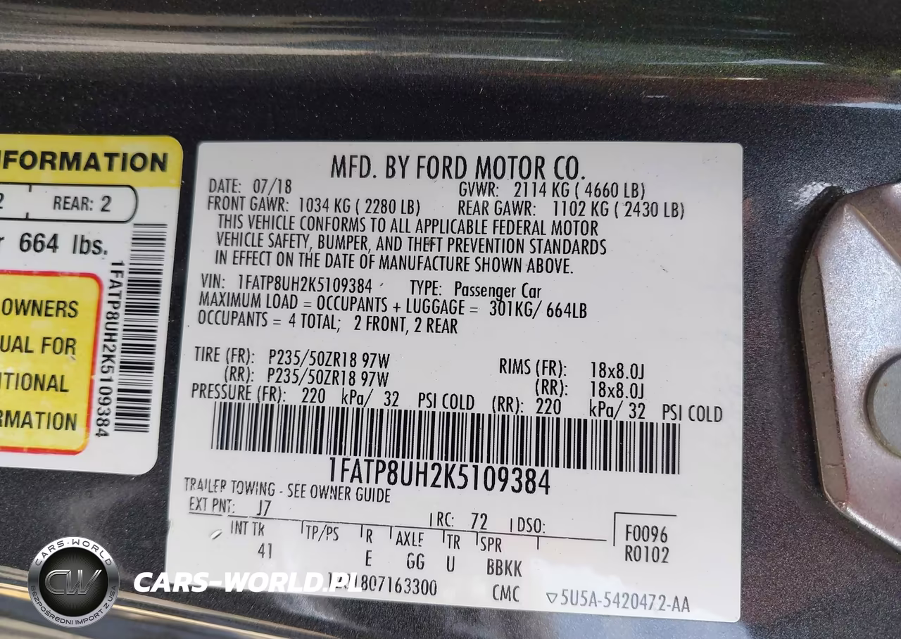 2019 Ford Mustang Ecoboost Premium VIN:1FATP8UH2K5109384 - 9