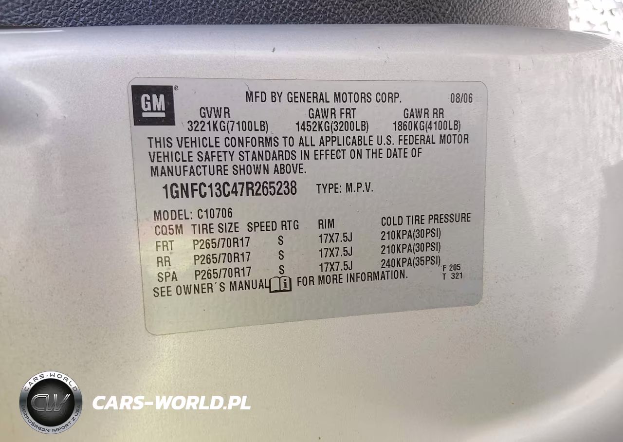 2007 Chevrolet Tahoe Ls VIN:1GNFC13C47R265238 - 9
