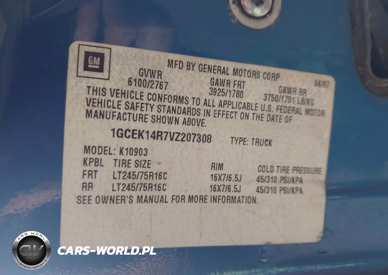 1997 Chevrolet K1500 Fleetside VIN:1GCEK14R7VZ207308 - 9