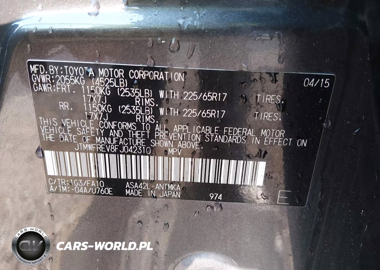 2015 Toyota Rav4 Xle VIN:JTMWFREV8FJ042310 - 9