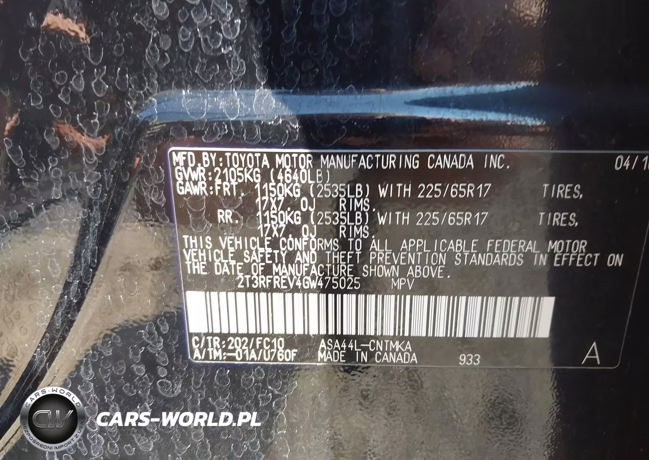 2016 Toyota Rav4 Xle VIN:2T3RFREV4GW475025 - 9