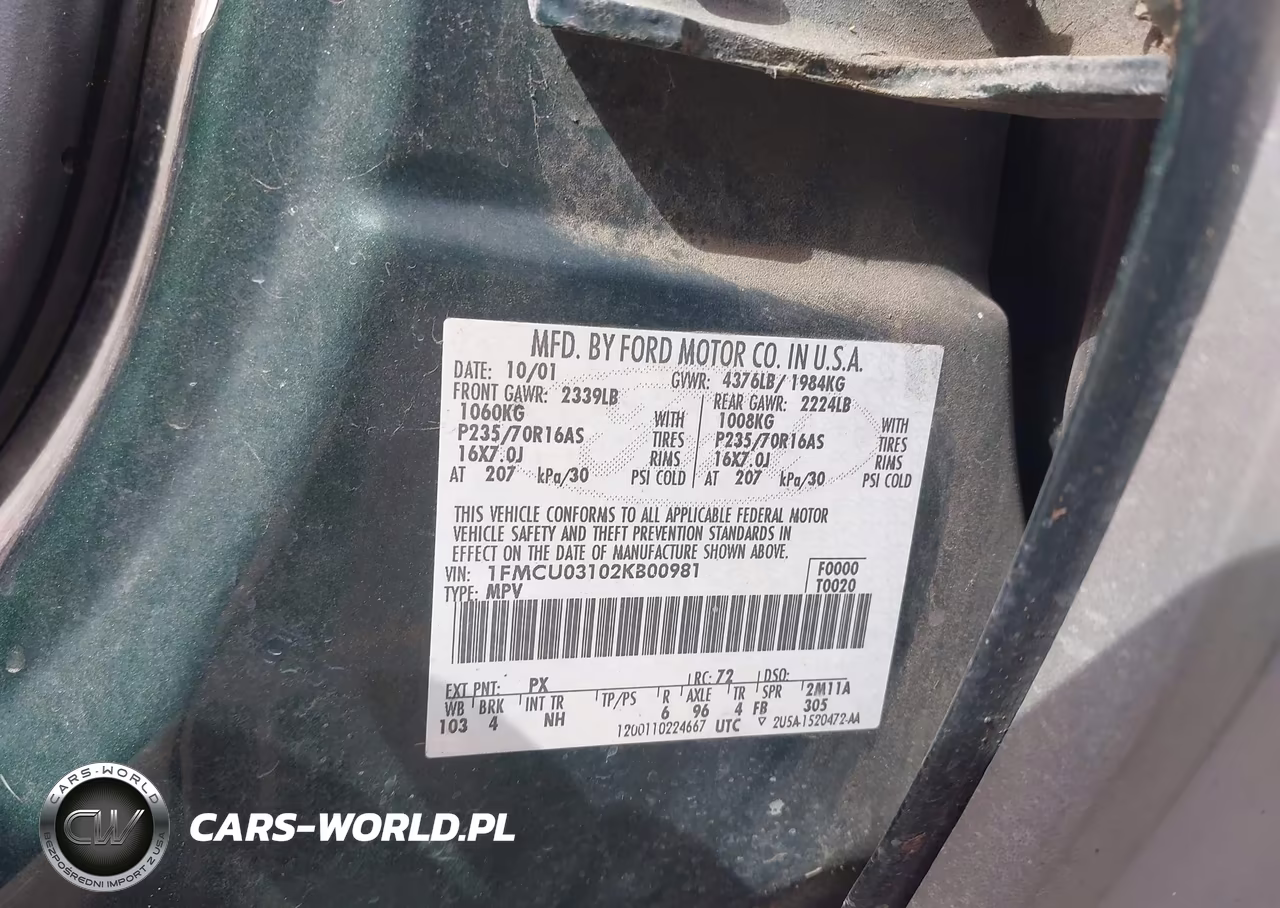2002 Ford Escape Xlt VIN:1FMCU03102KB00981 - 9