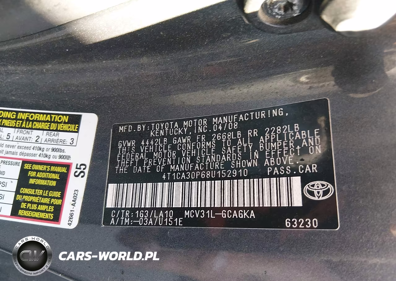 2008 Toyota Camry Solara Sle VIN:4T1CA30P68U152910 - 9