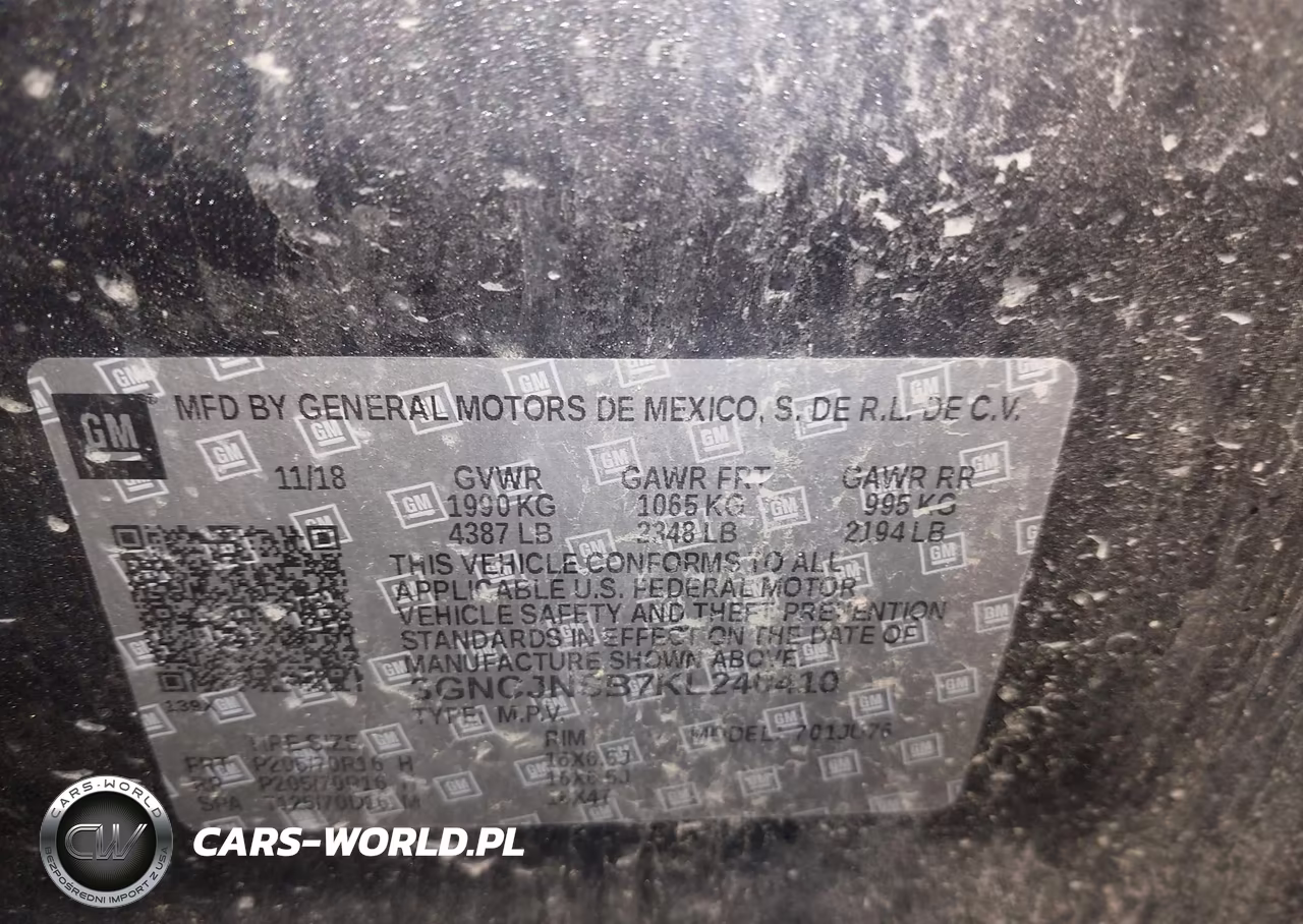 2019 Chevrolet Trax Ls VIN:3GNCJNSB7KL240410 - 9