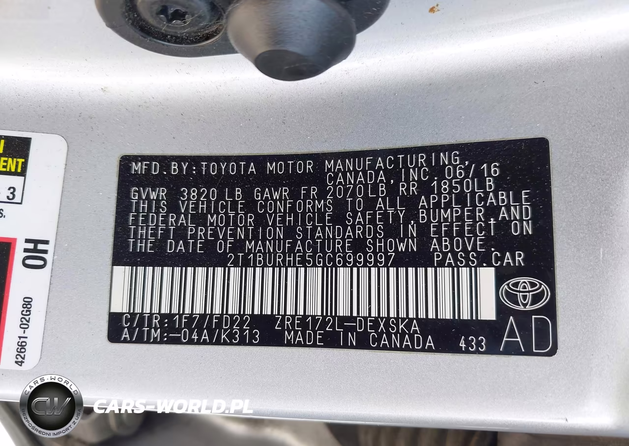 2016 Toyota Corolla S Plus VIN:2T1BURHE5GC699997 - 9