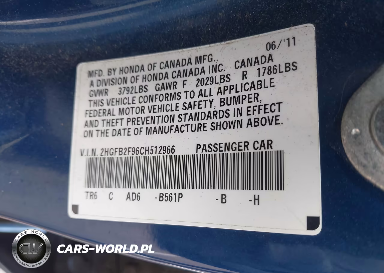 2012 Honda Civic Ex-L VIN:2HGFB2F96CH512966 - 9
