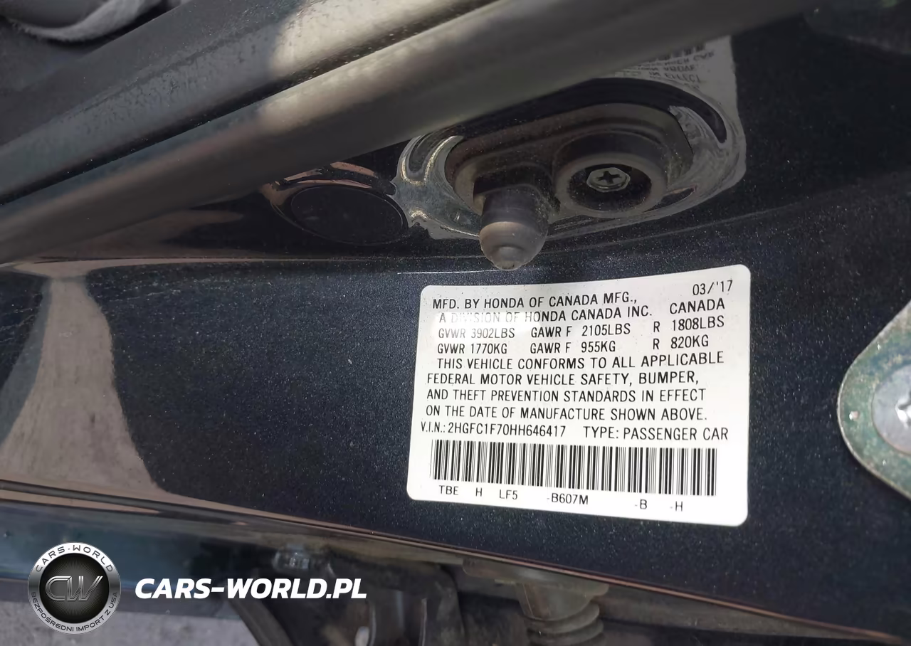 2017 Honda Civic Ex-L VIN:2HGFC1F70HH646417 - 9