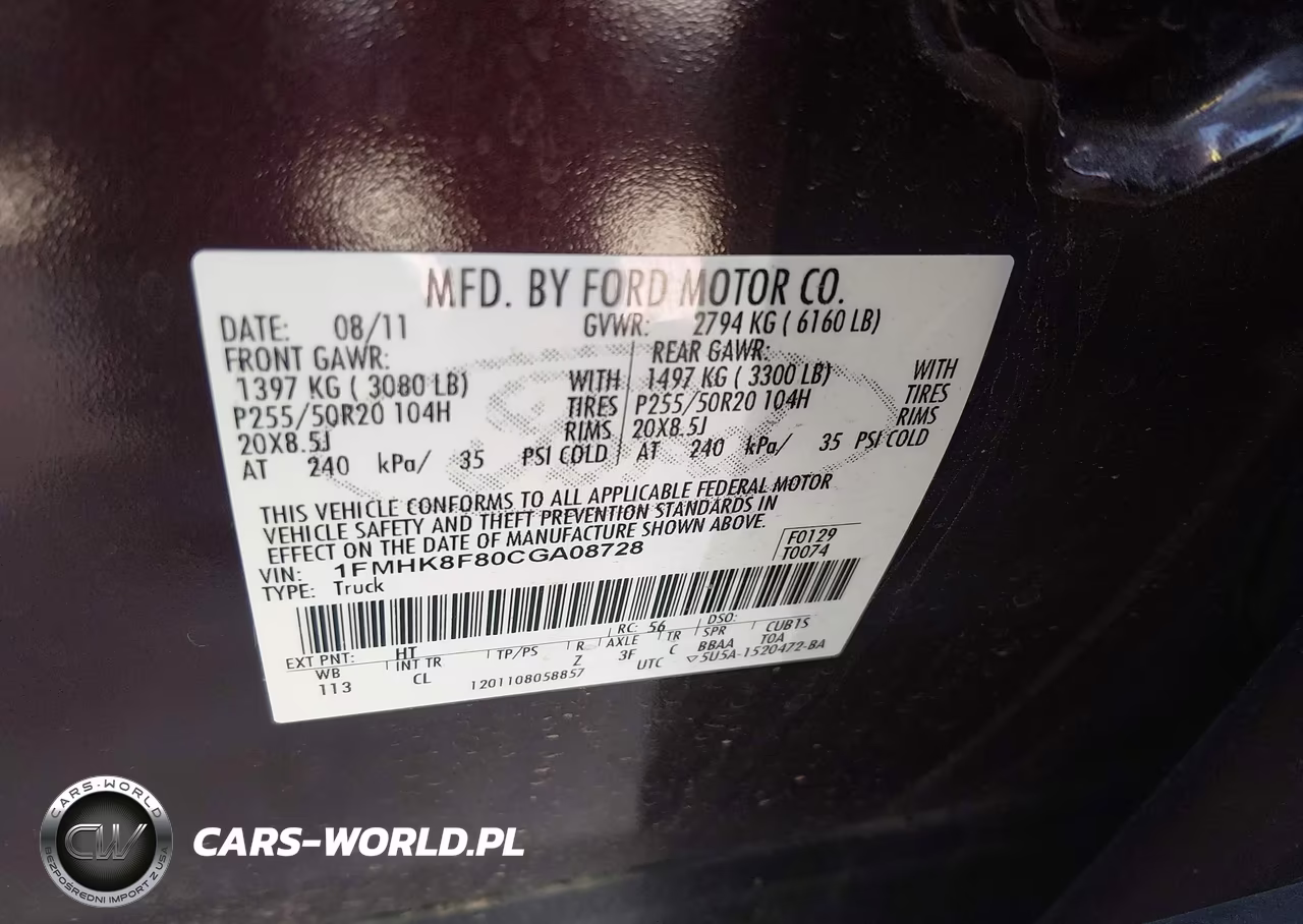 2012 Ford Explorer Limited VIN:1FMHK8F80CGA08728 - 9