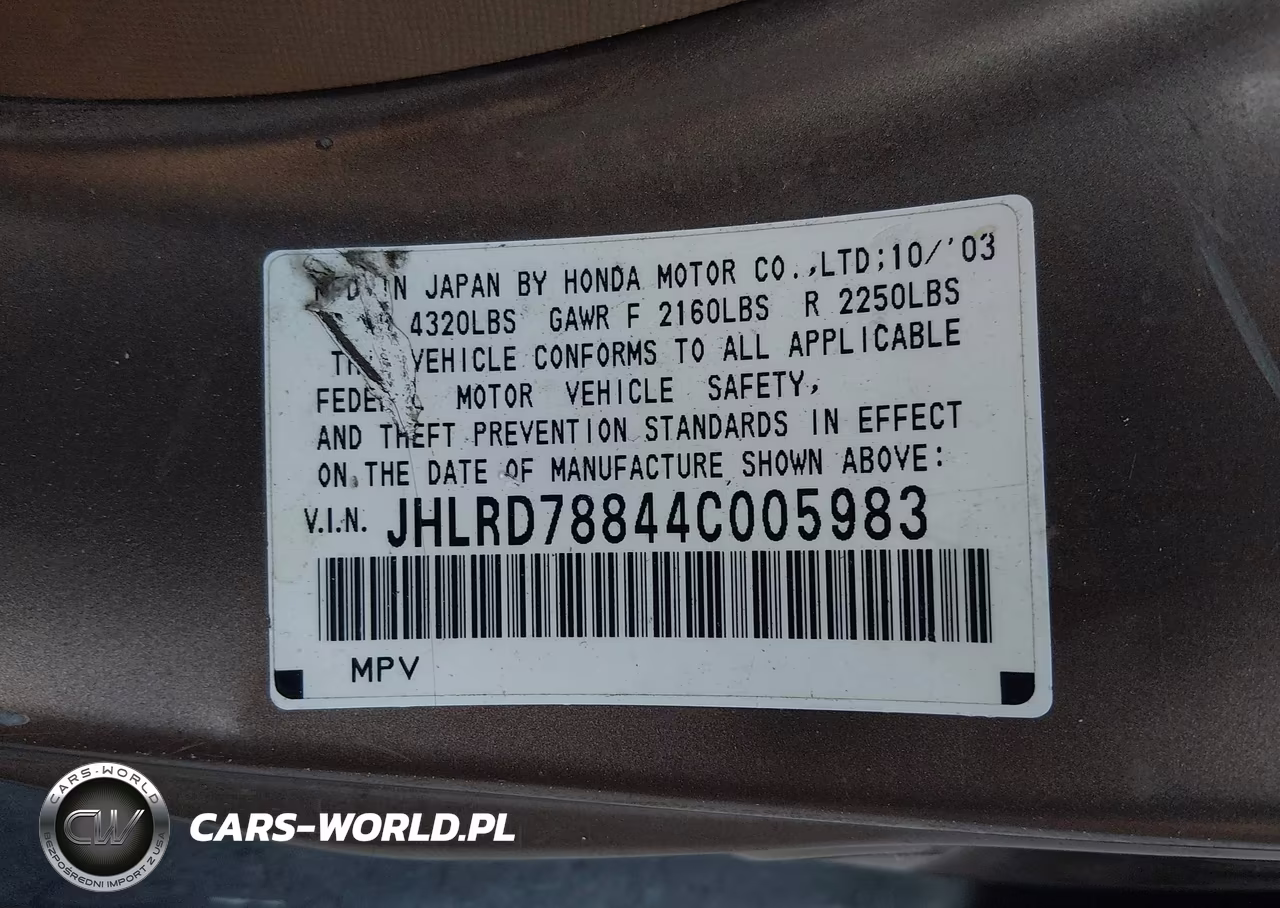 2004 Honda Cr-V Ex VIN:JHLRD78844C005983 - 9