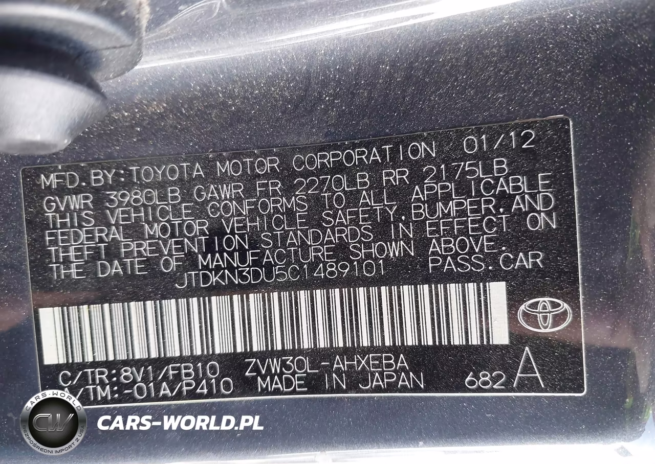 2012 Toyota Prius Two VIN:JTDKN3DU5C1489101 - 9