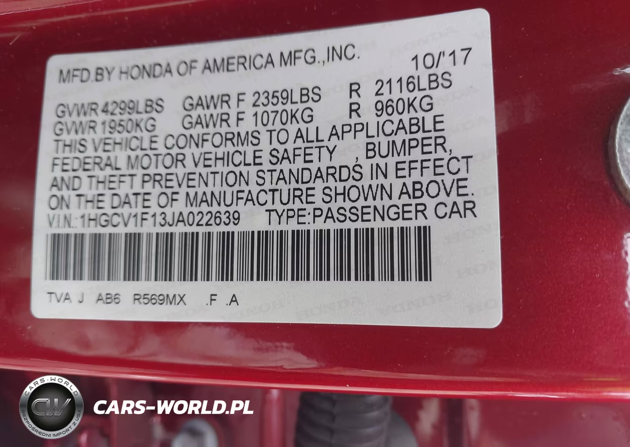 2018 Honda Accord Lx VIN:1HGCV1F13JA022639 - 9