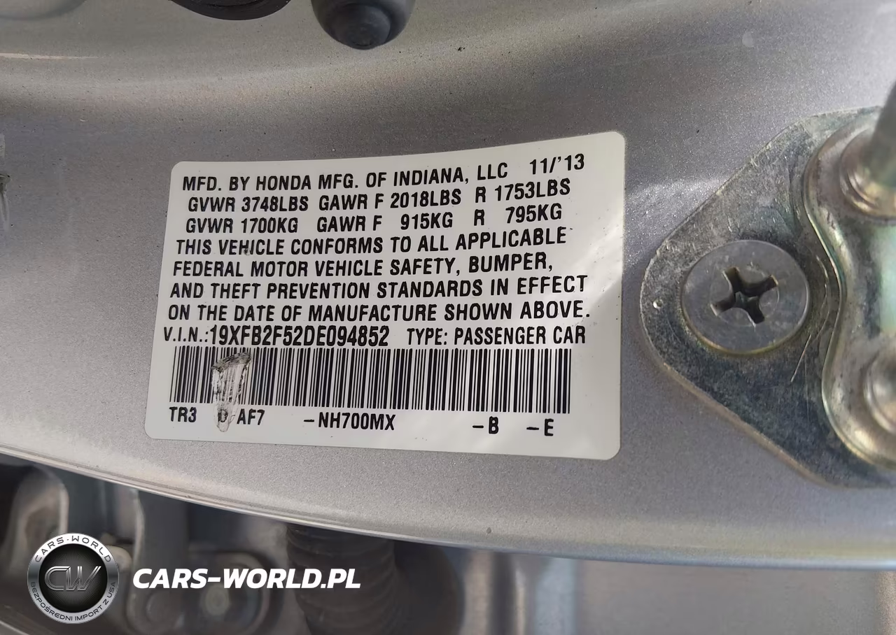 2013 Honda Civic Lx VIN:19XFB2F52DE094852 - 9