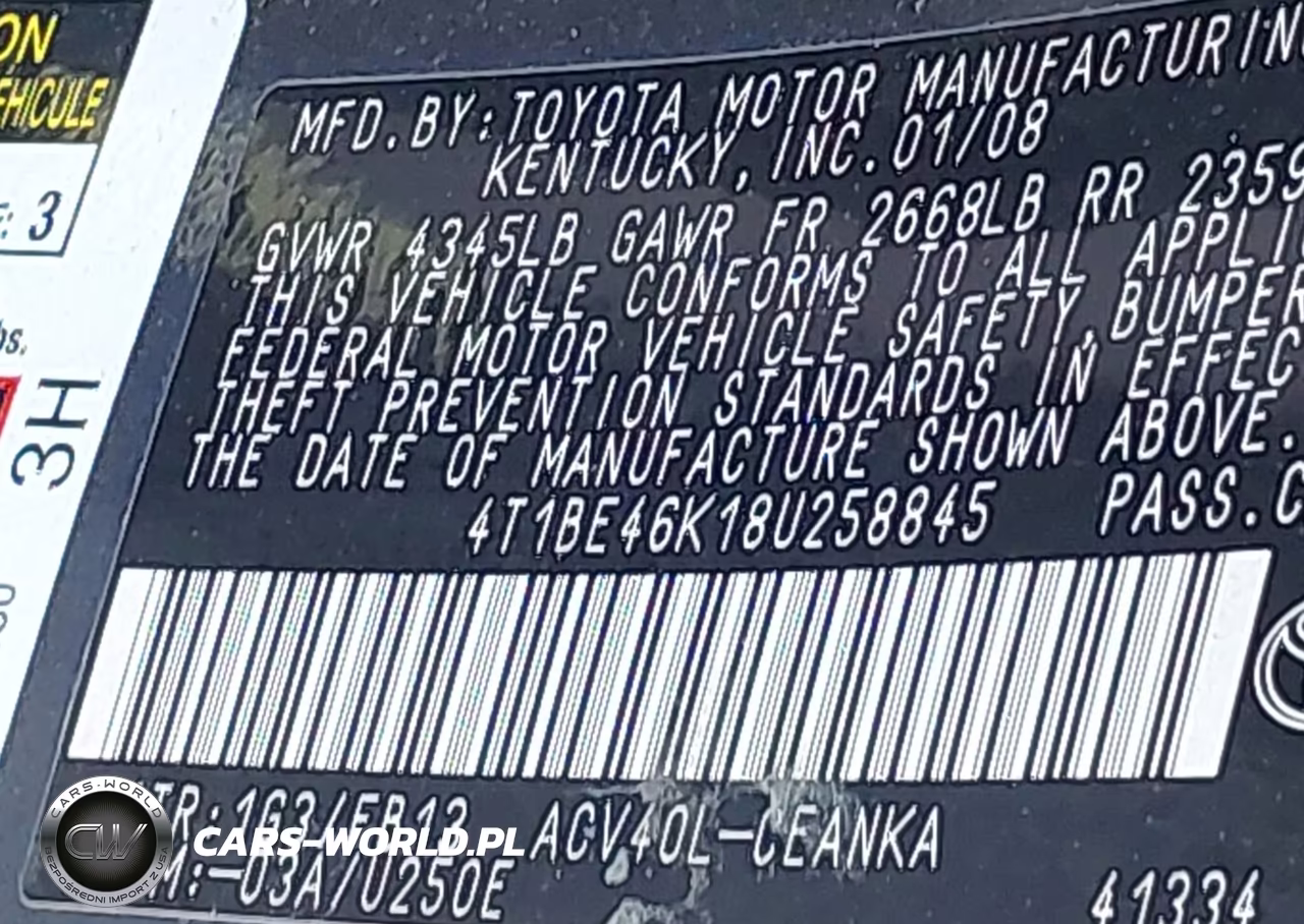 2008 Toyota Camry Le VIN:4T1BE46K18U258845 - 9