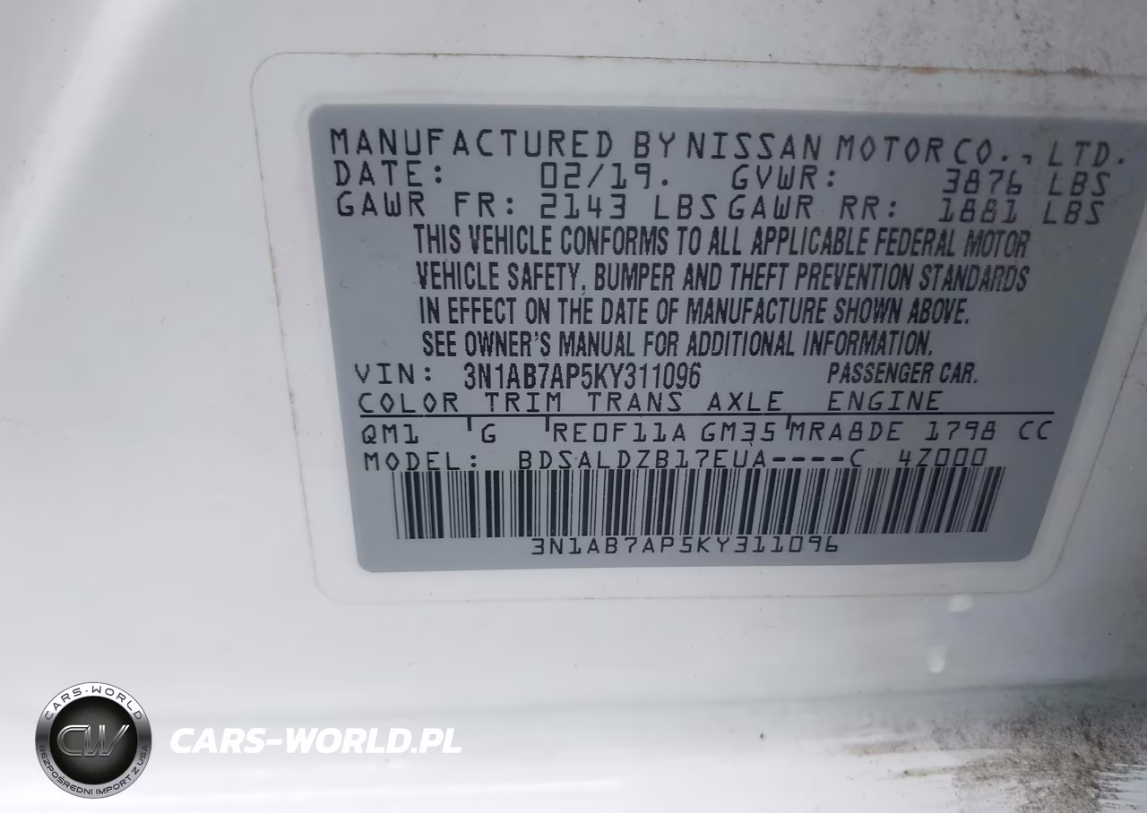 2019 Nissan Sentra Sv VIN:3N1AB7AP5KY311096 - 9