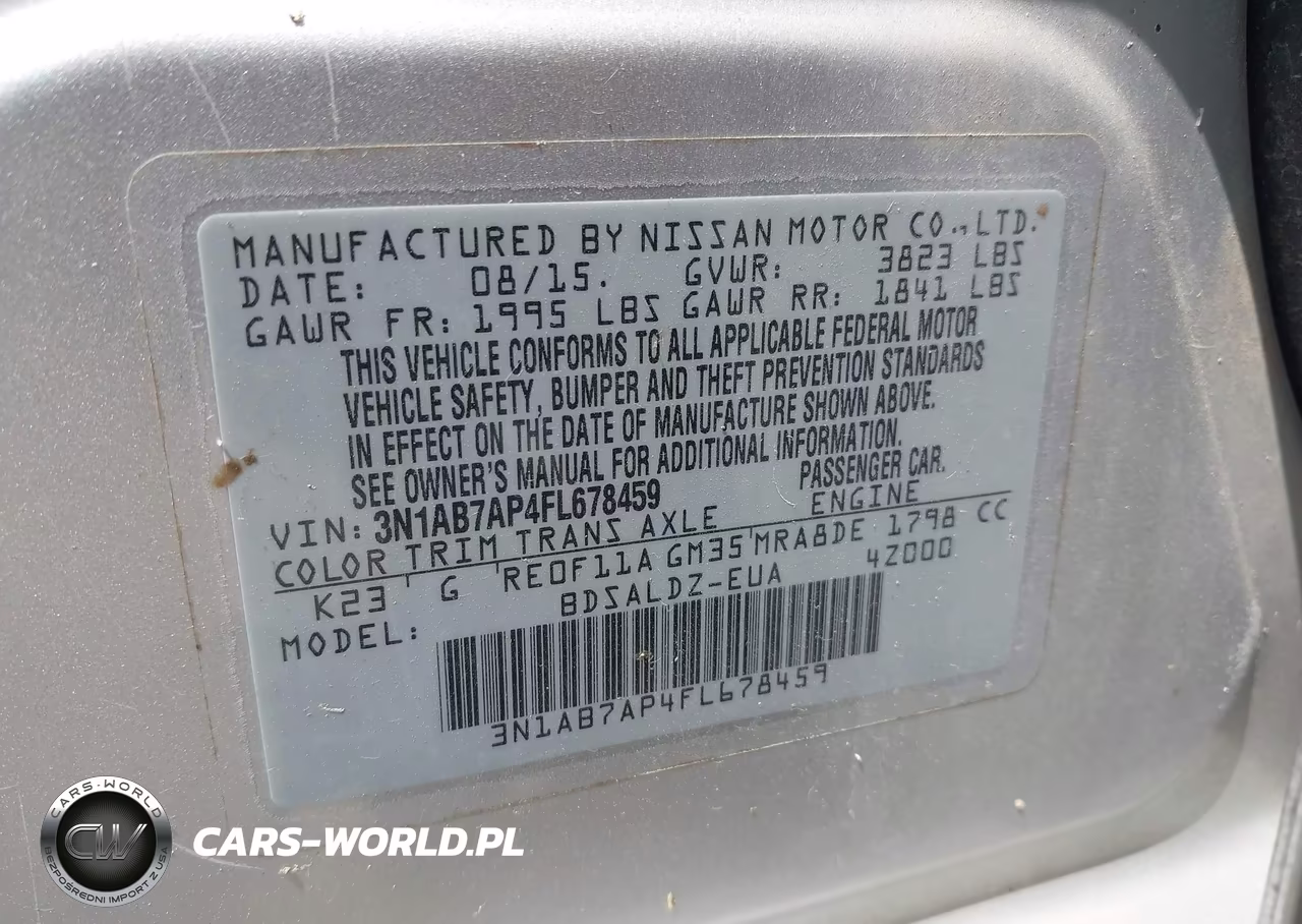 2015 Nissan Sentra Sv VIN:3N1AB7AP4FL678459 - 7