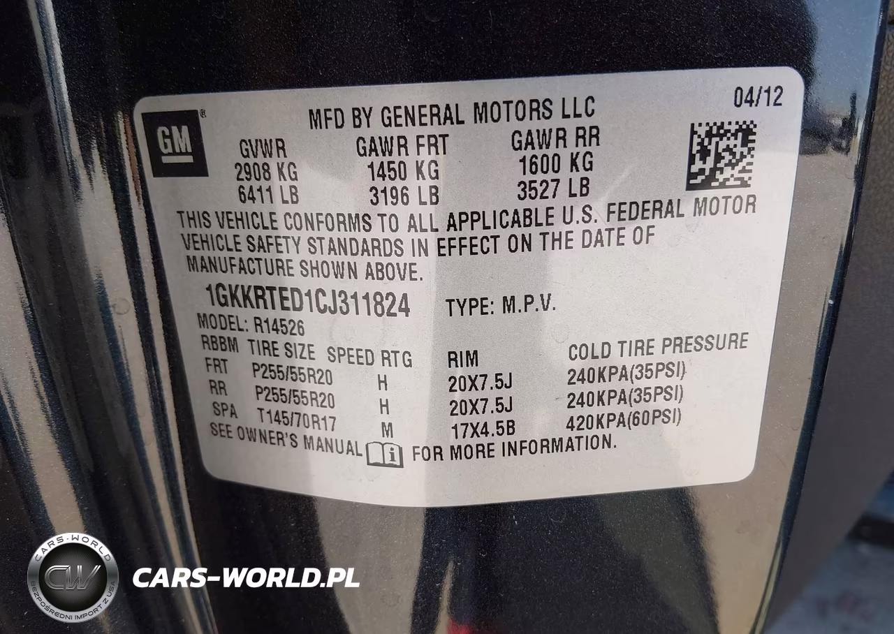2012 GMC Acadia Denali VIN:1GKKRTED1CJ311824 - 9