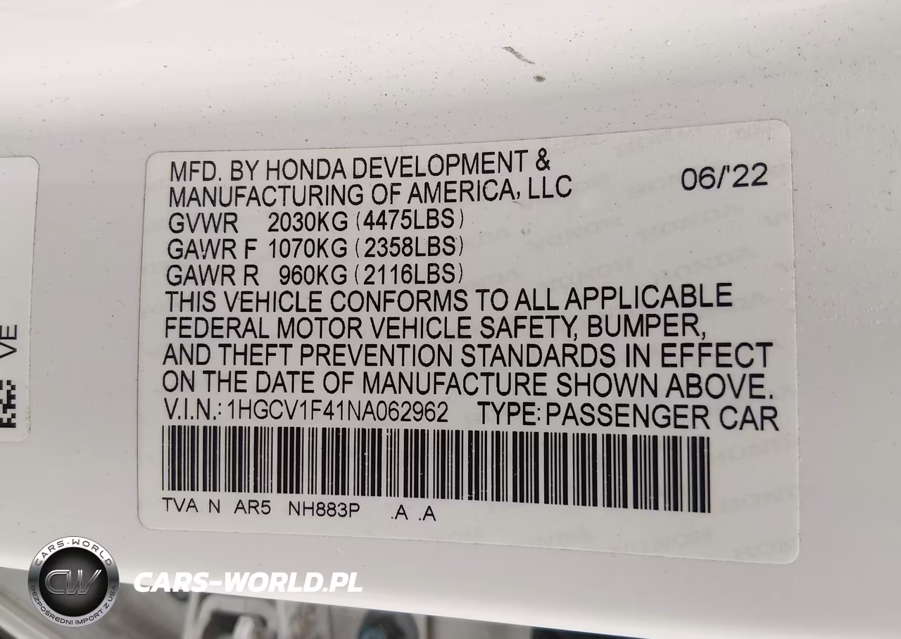 2022 Honda Accord Sport Special Edition VIN:1HGCV1F41NA062962 - 9