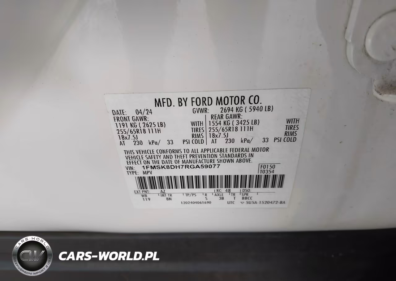 2024 Ford Explorer Xlt VIN:1FMSK8DH7RGA59077 - 9