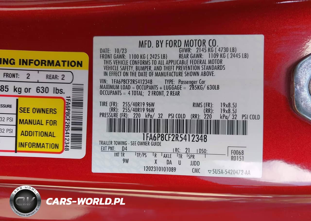 2024 Ford Mustang Gt Premium Fastback VIN:1FA6P8CF2R5412348 - 9