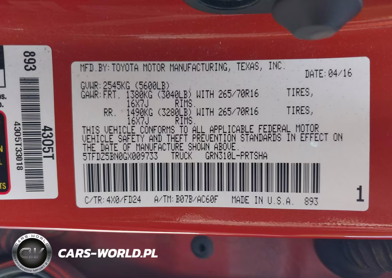 2016 Toyota Tacoma Trd Off Road VIN:5TFDZ5BN0GX009733 - 9