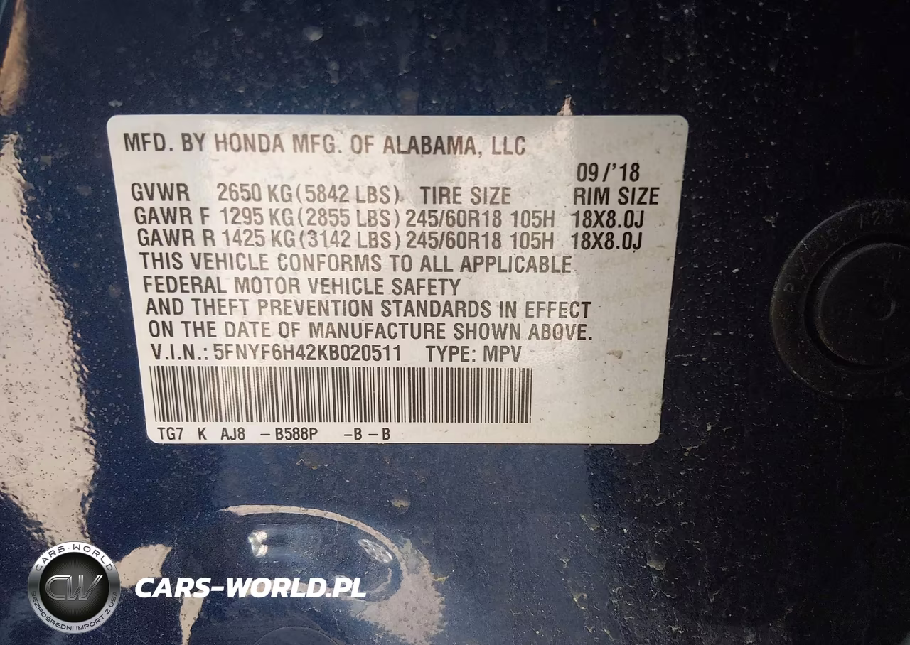 2019 Honda Pilot Ex-L VIN:5FNYF6H42KB020511 - 9