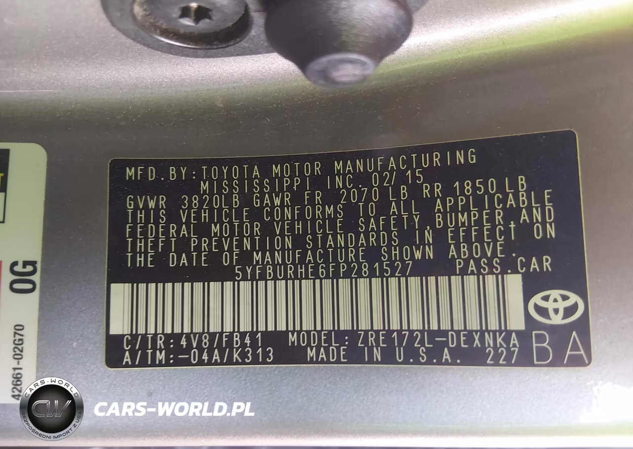 2015 Toyota Corolla Le VIN:5YFBURHE6FP281527 - 9