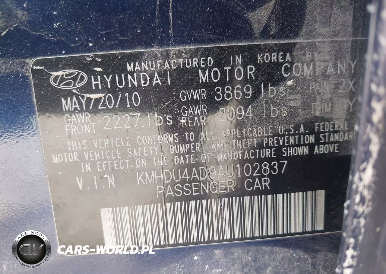 2010 Hyundai Elantra Gls VIN:KMHDU4AD9AU102837 - 9
