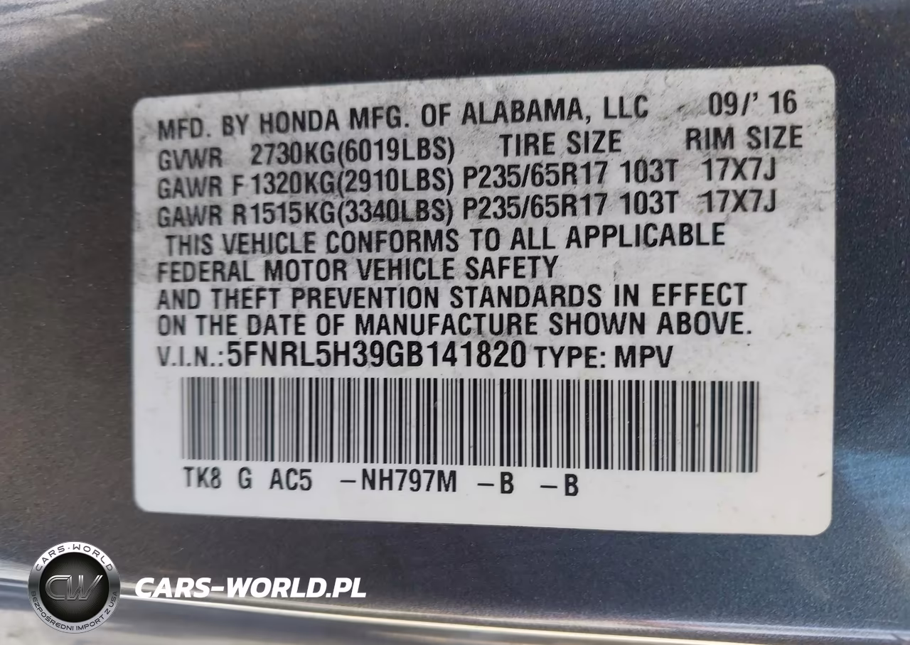 2016 Honda Odyssey Se VIN:5FNRL5H39GB141820 - 9