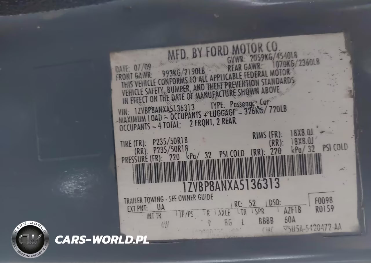 2010 Ford Mustang V6-V6 Premium VIN:1ZVBP8ANXA5136313 - 9