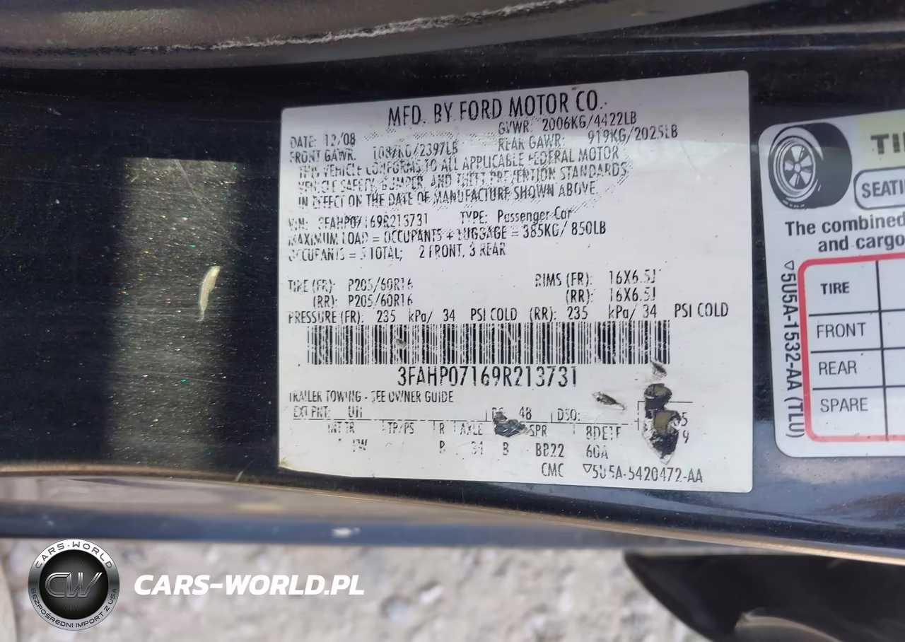 2009 Ford Fusion Se VIN:3FAHP07169R213731 - 9