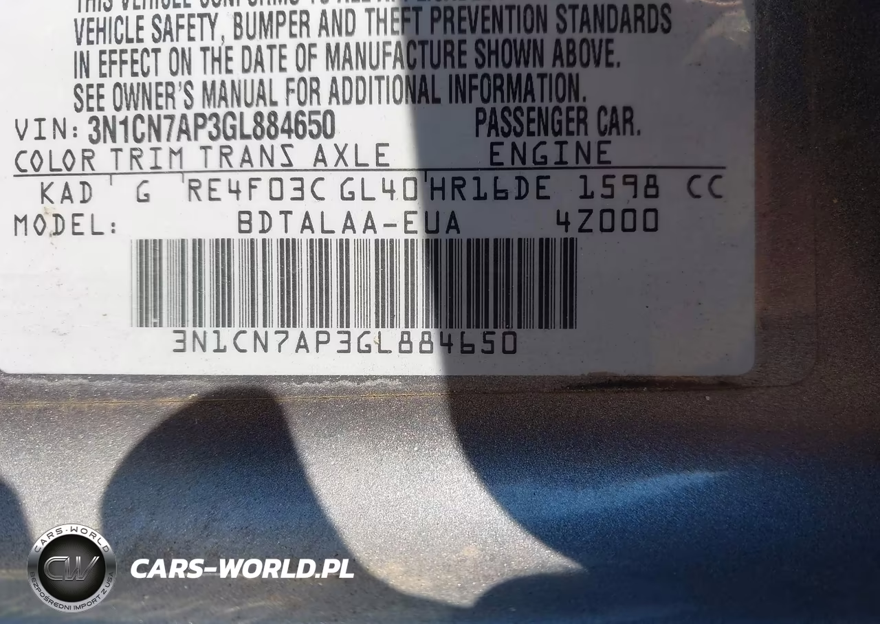 2016 Nissan Versa 1.6 S VIN:3N1CN7AP3GL884650 - 9