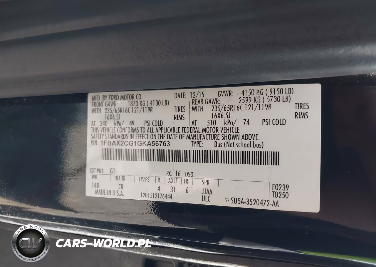 2016 Ford Transit T-350 VIN:1FBAX2CG1GKA56763 - 9
