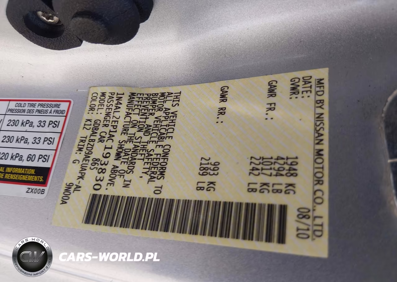 2010 Nissan Altima 2.5 S VIN:1N4AL2EP1AC193830 - 9