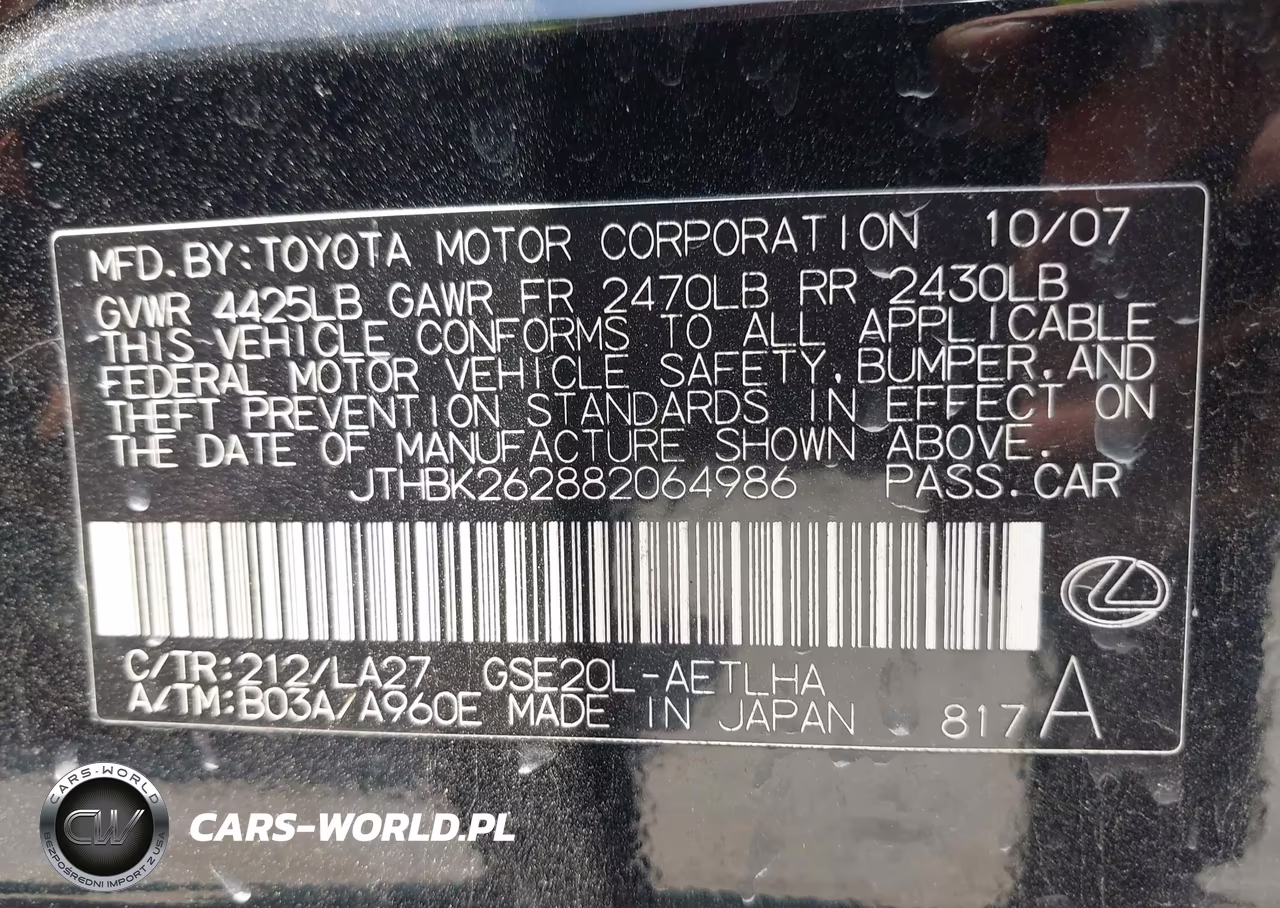 2008 Lexus Is 250 VIN:JTHBK262882064986 - 9